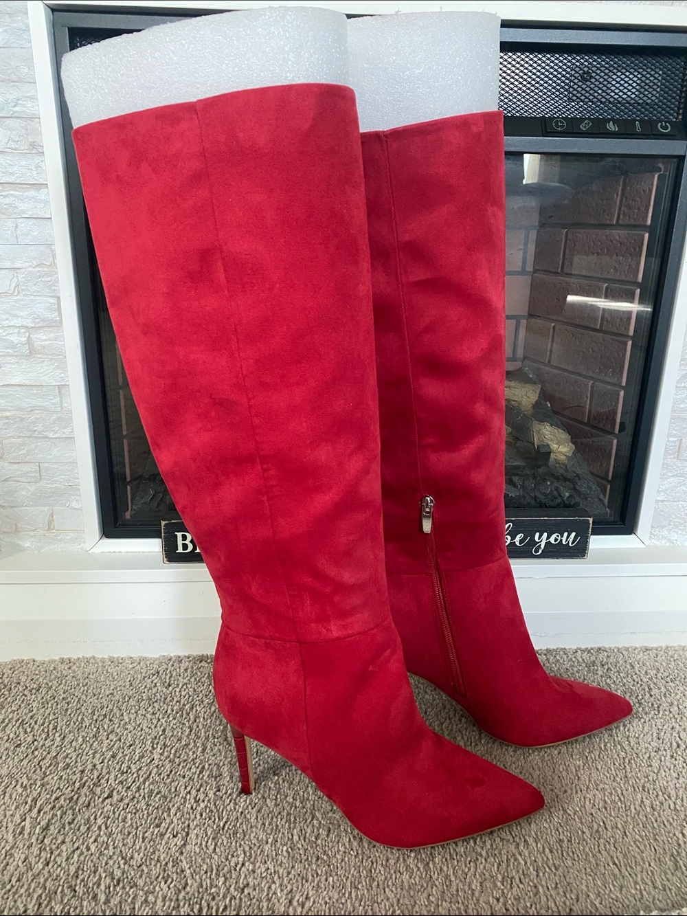NEW. Nine West Red Pointed-Toe Stiletto Boots